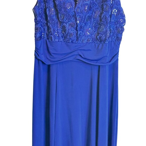 En Focus 14W Elegant Royal Blue Evening Gown Sequin Embellished Bodice Keyhole - Picture 7 of 14